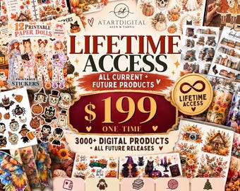 Lifetime Access: Clipart, PNG, Stickers, Patterns - Commercial Use (Digital Download)