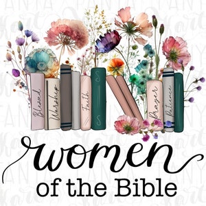 Vrouwen van de Bijbel png voor sublimatie, Jezusbijbel png, religieus geloof png, geestelijke gezondheid png, handgetekende boeken png digitale download
