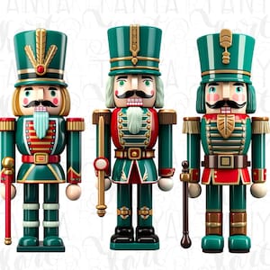 Green Christmas Nutcrackers Boy PNG Sublimation Hand Drawn Digital Download Designs For Xmas Shirts