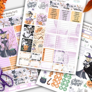 October Stickers, October Weekly kit, Printable Planner Stickers, Autumn stickers, Halloween stickers, Witches planner