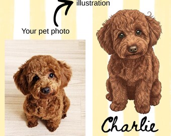 Tierportrait | Personalisierte Hundeportrait | Haustier Name Kunst | Handgezeichnete Haustier Illustration | Erinnerungsgeschenk