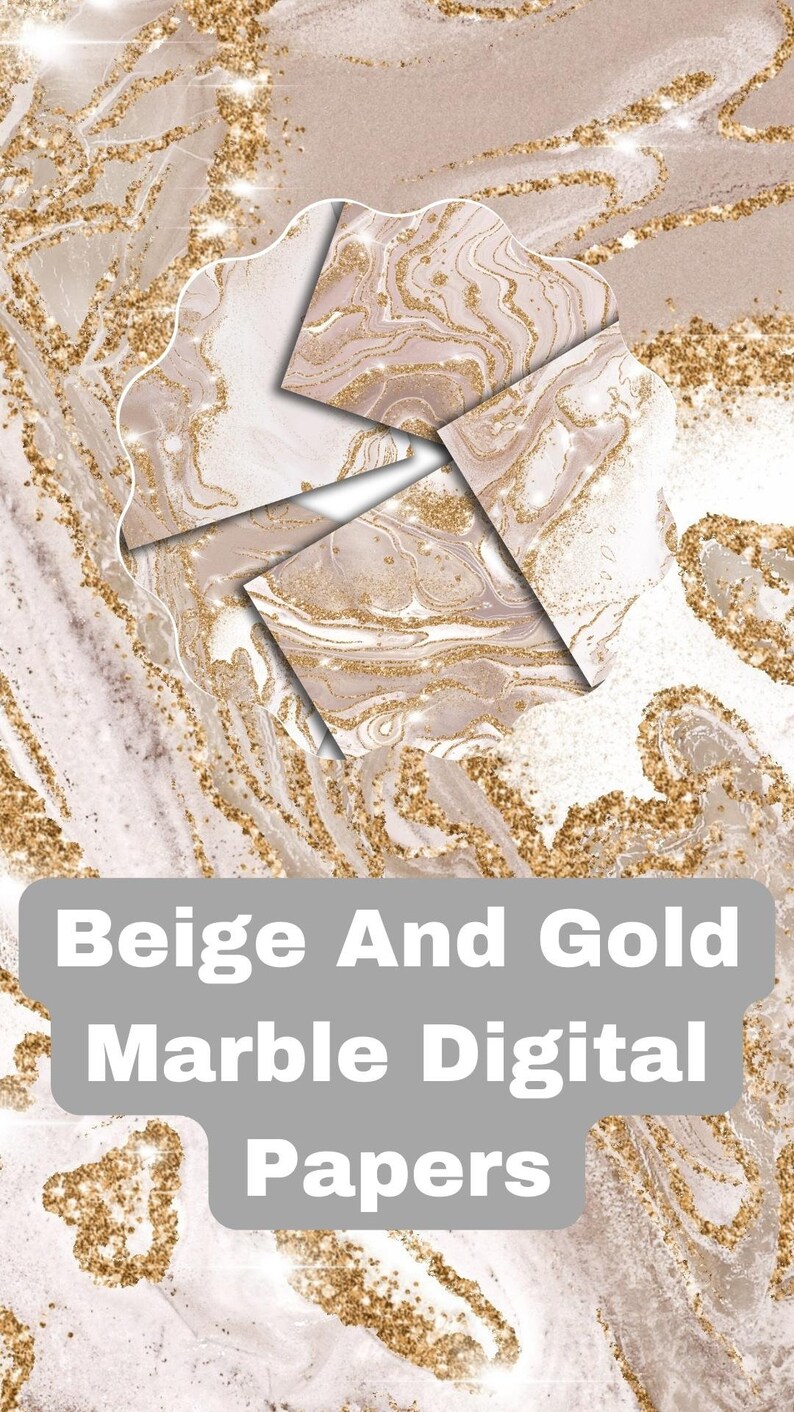Marble Paper Beige and Gold Paper Digital Paper Scrapbook Etsy