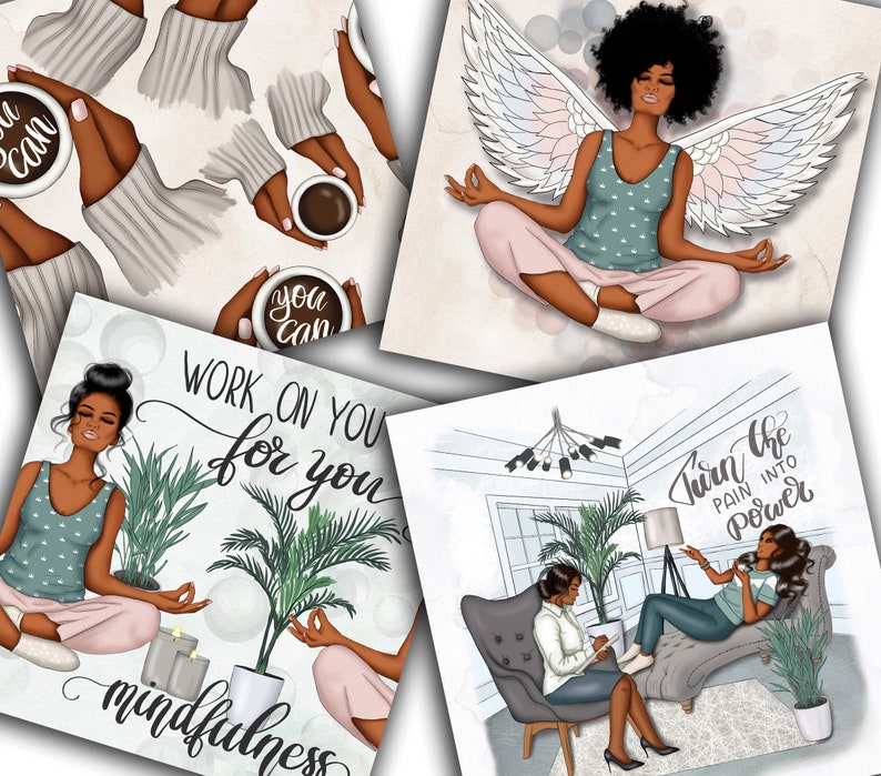 Mindfulness Yoga Papers: Watercolor Design Patterns (Digital Papers) image 6