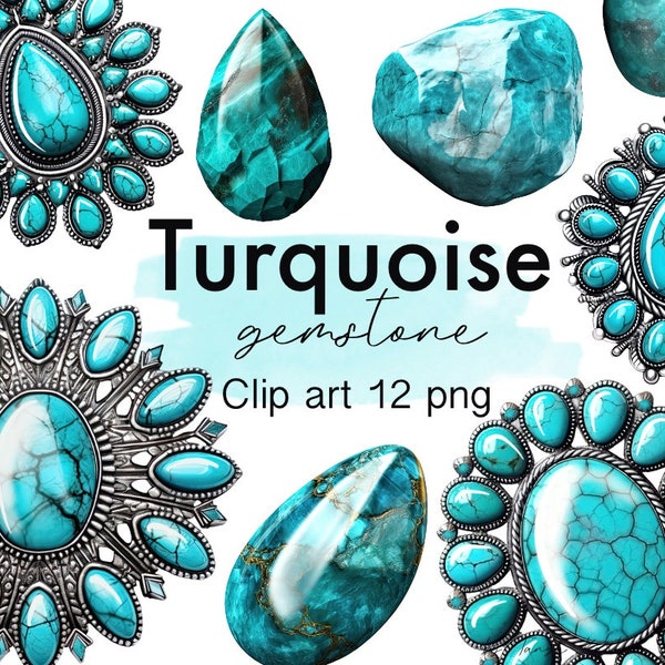 Turquoise Gemstone Png Clipart Digital Download for Commercial Use, Western Gemstone Png, Turquoise Stone Png, Southern Gemstone