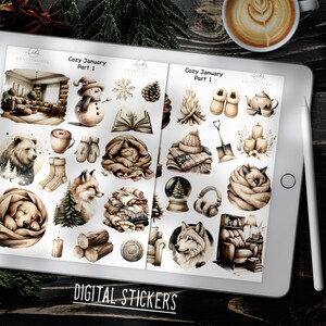 Digital Stickers Cozy January Aesthetic Goodnotes Planner Icons ...