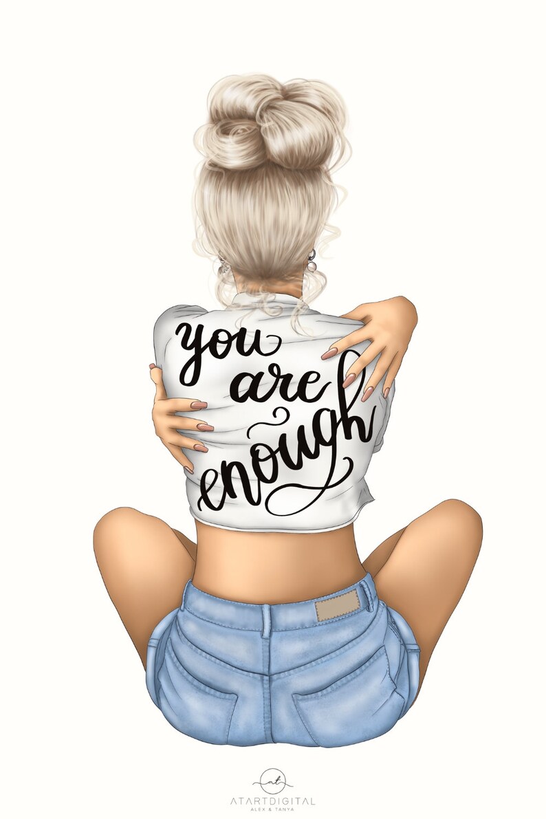 You Are Enough Png Digital Download, Blonde Woman Printable Design, Thinking Quotes Sublimation Designs, Inspirational Phrase, Self Love Png