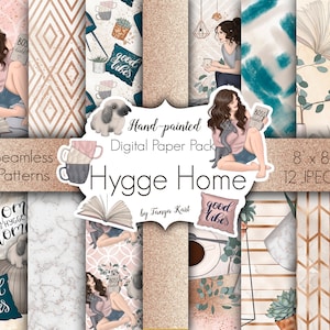 Carte digitali Hygge, carte Fashion Girl, carte dorate, carte Blogger Girl, carte per planner, carte per album, carte di design, motivi ad acquerello