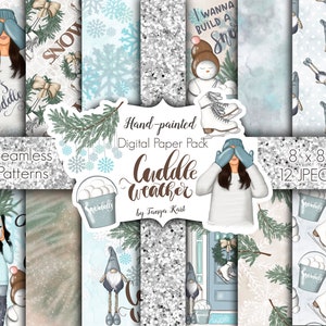 Carte digitali invernali Snow, carte natalizie, forniture per pianificatori invernali, carta da ritagli, carte per progetti fai da te, carte digitali pupazzo di neve