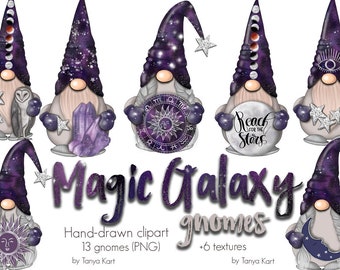 Galaxy Gnomes Celestial PNG Clipart: Zodiac & Nordic Designs (Digital Download)
