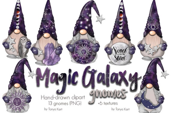 Galaxy Gnomes Celestial PNG Clipart: Zodiac & Nordic Designs (Digital Download)