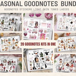 Seasonal Digital Planner Stickers Bundle for GoodNotes Planning, Pre-Cropped Stickers For Christmas, Autumn,Winter,Halloween,Valentine's Day