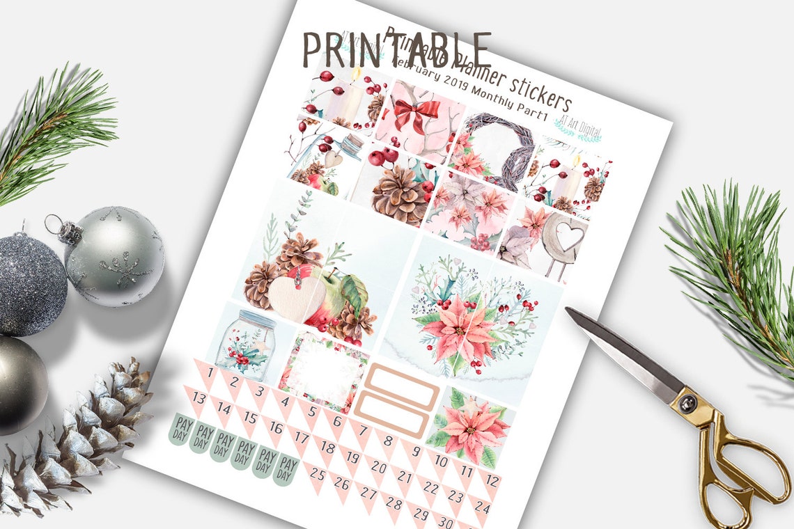Planner Stickers February Monthly Kit Winter Stickers Life - Etsy