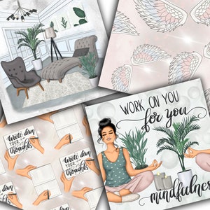Mindfulness Yoga Papers: Watercolor Design Patterns (Digital Papers) image 4