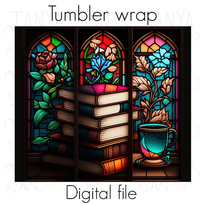 Girl Who Loves Books, Stained Glass, Books Straight, Download Png File