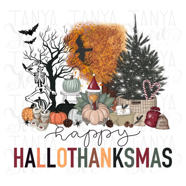 ¡Hola, Gracias!, Pavo PNG, Diseños de sublimación, Feliz Navidad, Descarga digital, Feliz Halloween, Huerto de calabazas, Árbol de Navidad