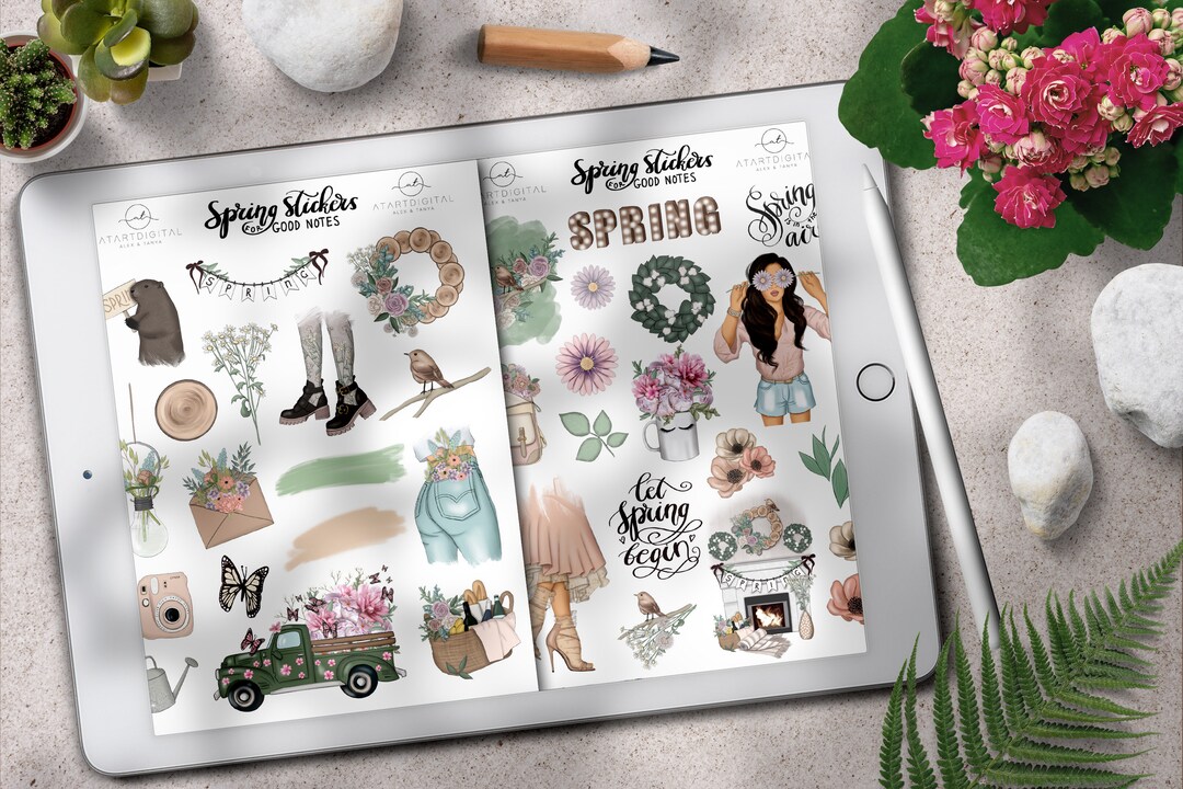 Spring Goodnotes Stickers for Digital Planners, Goodnotes 5 Planner