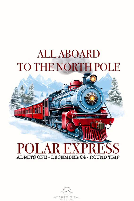 Polar Express PNG, Merry Christmas Sublimation Design, Instant.