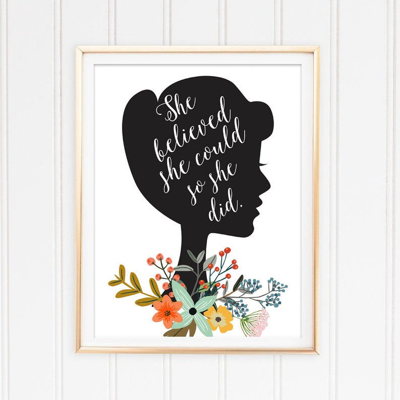 Printable Art She Believed She Could So She Did Inspirational Etsy