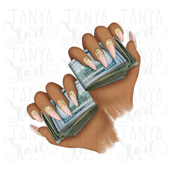 Money In The Hand, Illustration PNG, Afro Woman, Hand Holding, Money Cash, Design Downloads, Both Hands, Rich Design, Sublimation Design