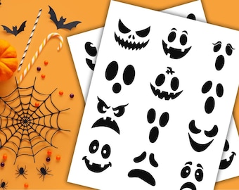 Naklejki do druku z twarzami duchów, PNG z zabawną twarzą ducha na Halloween dla Cricut