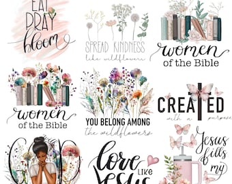Christian Cross PNG Bundle | Floral Leopard Faith Sublimation Design | Spiritual Shirt PNG for DTF | Bible Verse Gift | 16 Digital Downloads