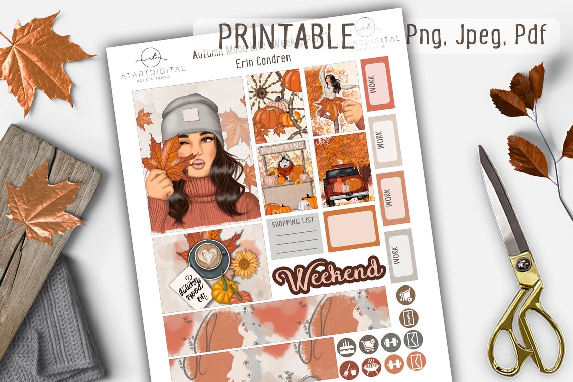 Erin Condren Stickers Autumn Stickers Weekly Kit Printable - Etsy