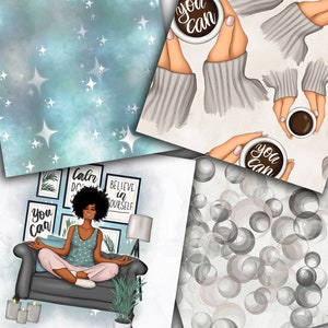 Mindfulness Yoga Papers: Watercolor Design Patterns (Digital Papers) image 5