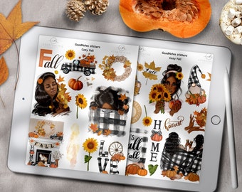 Fall GoodNotes Stickers for Digital Planning, Afro Woman Goodnotes Icons, Fall Stickers Kit, Autumn GoodNotes, Fall Digital Icons, Cozy Home