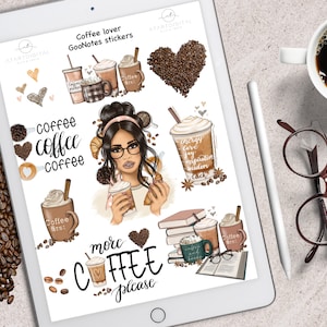 Coffee GoodNotes, Adesivi per amanti del caffè, Adesivi GoodNotes, Adesivi per caffè, Adesivi digitali, Diario digitale, Icone del caffè, Download immediato