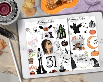 Adesivi pianificatore digitale di Halloween per Goodnotes, icone di Halloween, pianificatore digitale per iPad, adesivi di ottobre, pianificazione digitale, file Goodnotes