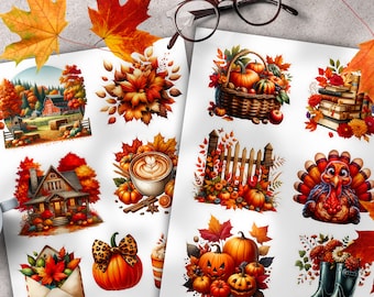Fall Planner Stickers: Autumn Journaling Set (Digital Download)