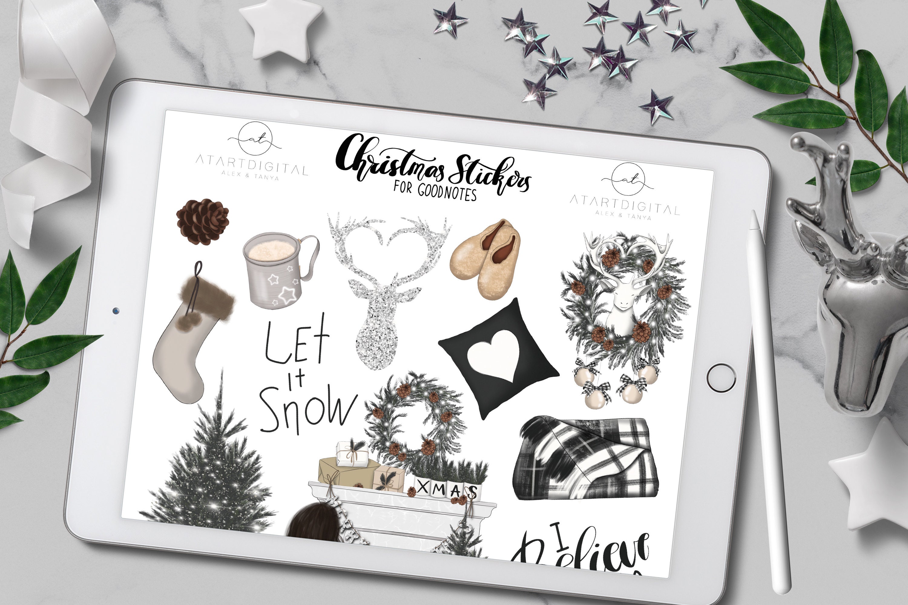 Christmas Digital Stickers Goodnotes Winter Stickers Kit - Etsy