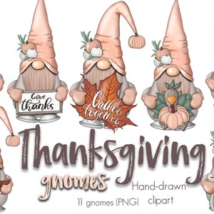 Fall Gnomes Clipart Bundle - Autumn Leaves, Pumpkins, and Thanksgiving Harvest Gnomes - Png Digital Download for Commercial Use