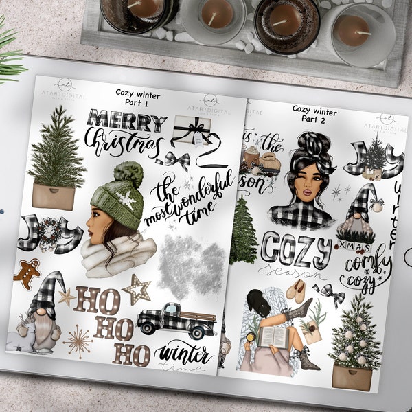 Christmas Goodnotes, Holidays Icons, Plaid Christmas, Cozy Season, Winter Decor Kit, Christmas Stickers, Christmas Icons, Everyday Digital