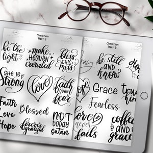 Digitala bibelklistermärken för GoodNotes Planner, Faith GoodNotes,Bönikoner,Religionsdekaler,Bibelvers,Jesus GoodNotes,Gud välsignade skrift