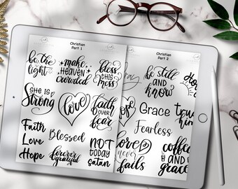 Digital Bible Stickers for GoodNotes Planner, Faith GoodNotes,Pray Icons,Religion Stickers,Bible Verse,Jesus GoodNotes,God Blessed Scripture
