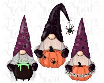 Halloween Gnomes Png for Sublimation Design, Autumn Gnomes Png Instant Download, Halloween T-shirt Whimsical Design, Pumpkins Gnomes