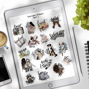 Everyday Black Girl Digital Planner Stickers for Goodnotes, Melanin Digital Stickers GoodNotes, Reminders Stickers, Everyday Daily Icons