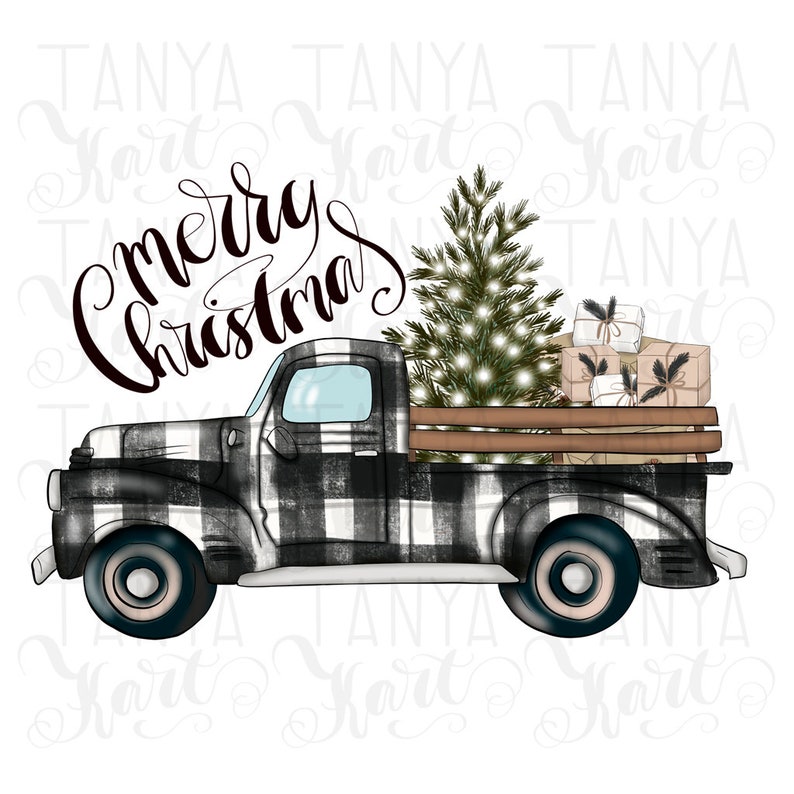 Merry Christmas, Truck Sublimation, Buffalo Plaid Png, Digital Illustration, Sublimation File, Christmas Png, Png Sublimation, Christmas Png 