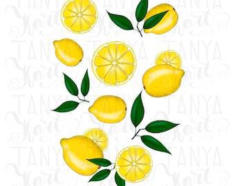 Lemon Png, Sublimation File, Print T-Shirt, Whimsical Design, Summer Art, Lemons Design, Digital File, Lemons Art, Summer Sublimation