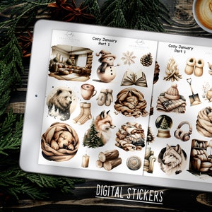 Digital Stickers Cozy January Aesthetic Goodnotes Planner Icons ...