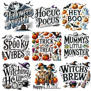 Halloween Zitate Design Bundle für T-Shirt Designs, Sublimationsdruck, Mega Bundle PNG für Halloween, Clipart Printables für Print On Demand