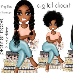 African American DIY Planner Doll Stickers - Planner Goodies for Planner Love Babe PNG Digital Download