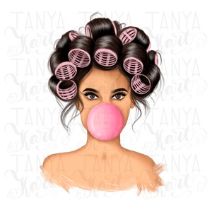 Bubble Gum Png, Design a sublimazione, Design di stampa, File PNG, Donna con gomma da masticare, Donna PNG, Adesivo da stampare, Moda PNG, Arte a sublimazione