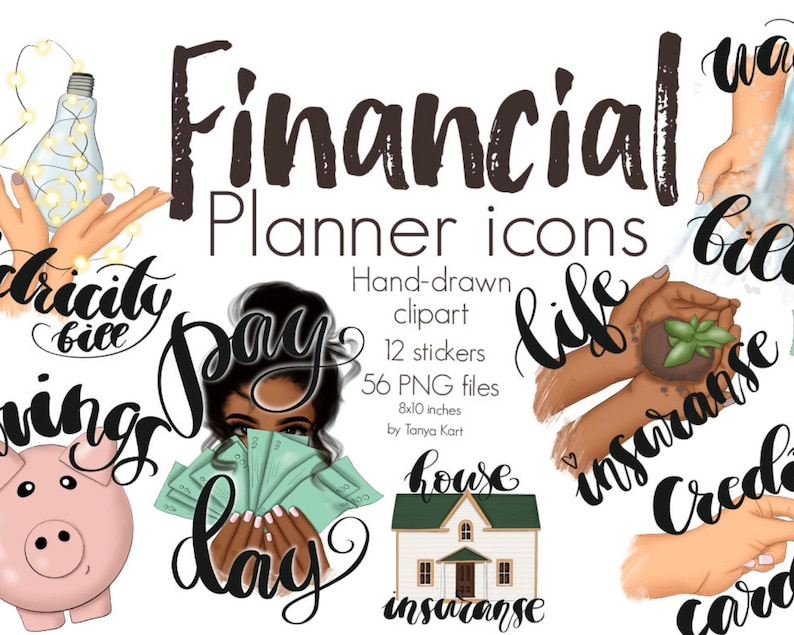 Financial Planner Stickers, Bill Due Stickers, Pay Day Stickers, Insurance Icon, Financial Reminders, Finance Budget Planner Sticker Clipart