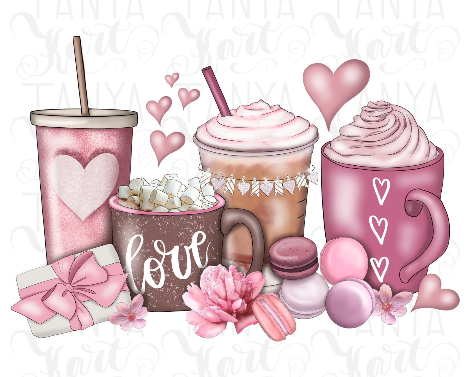 Coffee Valentine Png Valentines Day Hand Drawn Printable Etsy