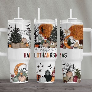 Feliz Dia das Bruxas, Tumbler Wrap, Download digital para Stanley Tumbler de 40 onças, Design de sublimação de feriado, Natal, Halloween, Ação de Graças