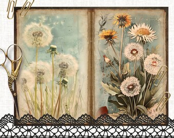 ダージリンページ★写真の60冊 Digital Dandelion Journaling Pages, Vintage Junk Journal
