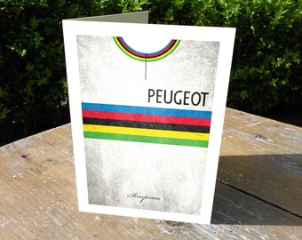 Klassischer 'Grungy' Jersey_Regenbogen_Grußkarte