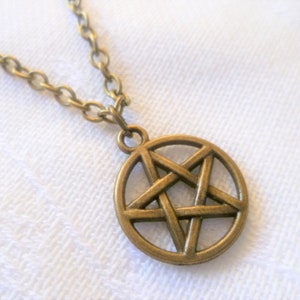Pentagram necklace,pentacle necklace,wiccan jewelry,charm necklace,witch jewelry,pagan jewelry,pentacle pendant,small pentagram,gift, image 1